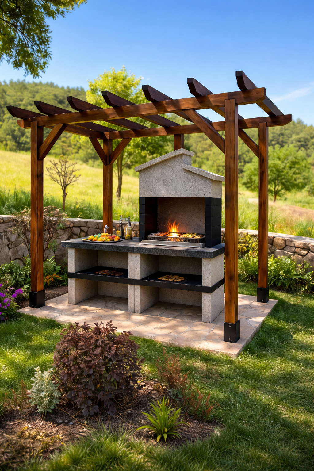 2*80 Çatılı Grey2 Barbekü Modeli