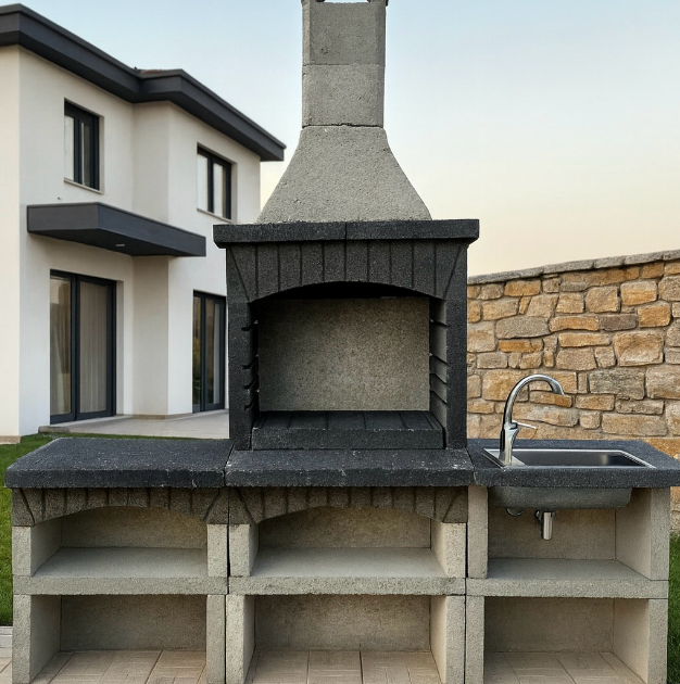 3*80 Davlumbazlı Grey1 Barbekü Modeli