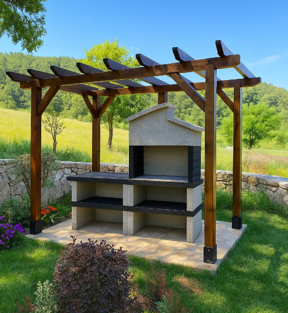 2*80 Çatılı Grey2 Barbekü Modeli